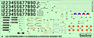 Décalcomanies ModelMaker D48163 Pays-Bas F-16 Insignes et pochoirs, jeu générique 1/48 – immagine 3