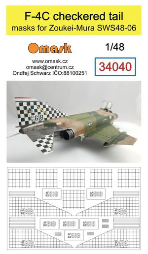 Masques de queue à damier Omask 34040 pour F-4C Zoukei-Mura SWS48-06 1/48