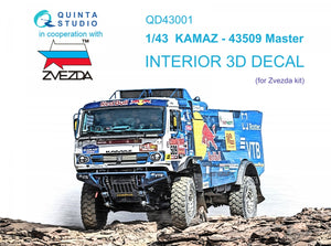 Quinta Studio QD43001 KAMAZ-43509 Intérieur coloré imprimé en 3D sur papier décalque (Zvezda) 1/43