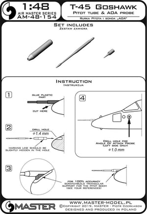 Master AM-48-154 T-45 Goshawk - Tube Pitot et sonde d&amp;#39;angle d&amp;#39;attaque 1/48 – Bild 4
