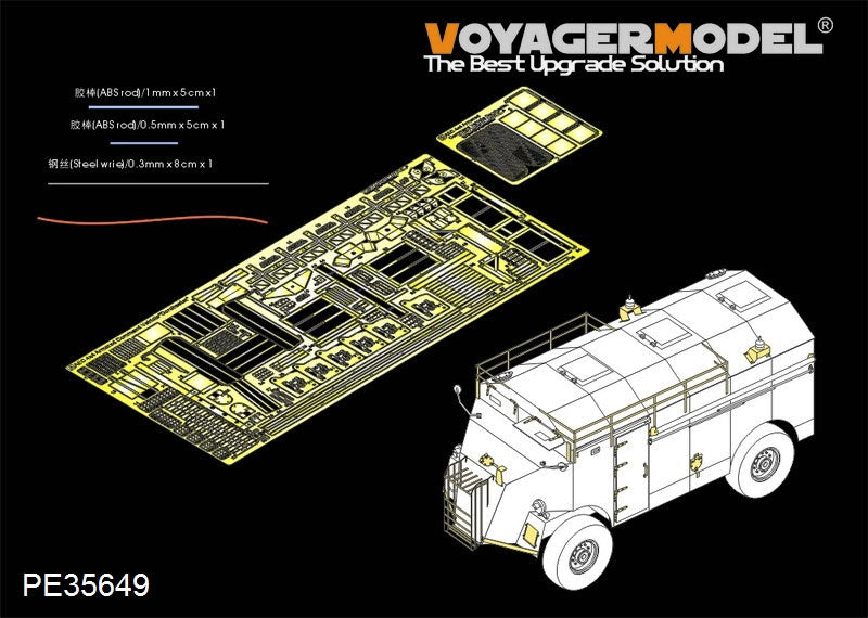 Maquette Voyager PE35649 Véhicule de commandement blindé britannique AEC 4x4 « Dorchester » de la Seconde Guerre mondiale pour AFV 35227, échelle 1/35