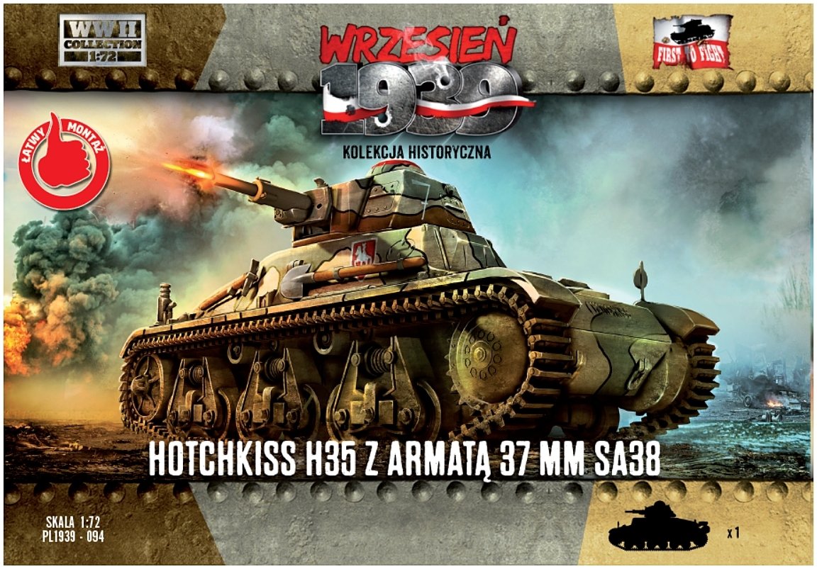 Premier à combattre PL094 - Hotchkiss H35 avec un canon SA38 1/72