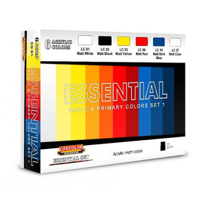 Peinture acrylique Lifecolor ES01, couleurs brillantes de base, coffret de 6 x 22 ml