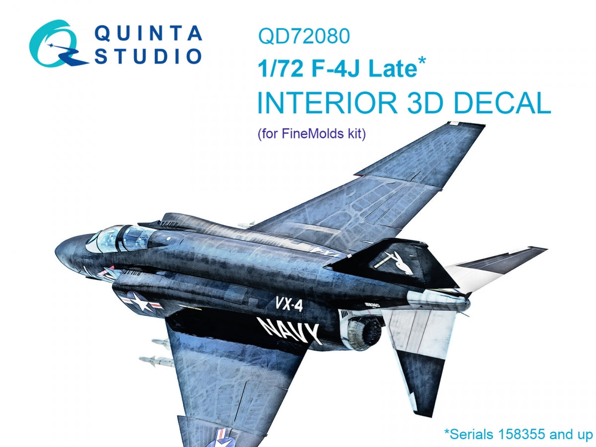 Intérieur imprimé en 3D et coloré sur papier décalcomanie Quinta Studio QD72080 F-4J Late (Fine Molds) à l&amp;#39;échelle 1/72