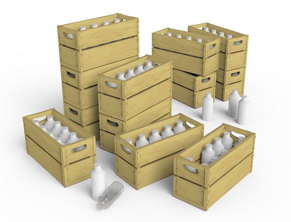 Miniart 35573 BOUTEILLES DE LAIT ET CAISSES EN BOIS (1/35) – image 2