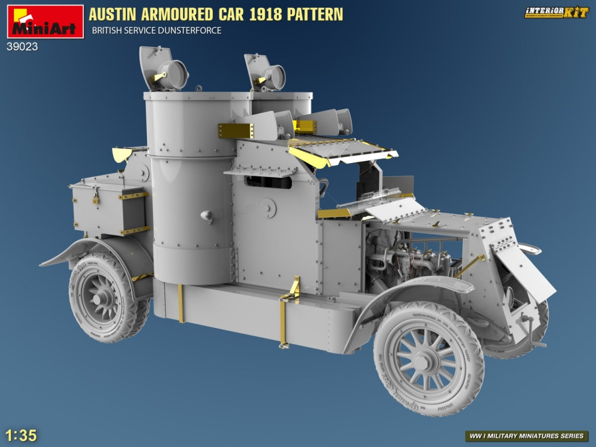 Miniart 39023 MODÈLE DE VOITURE BLINDÉE AUSTIN 1918. SERVICE BRITANNIQUE DUNSTERFORCE. KIT INTÉRIEUR 1/35 – immagine 4