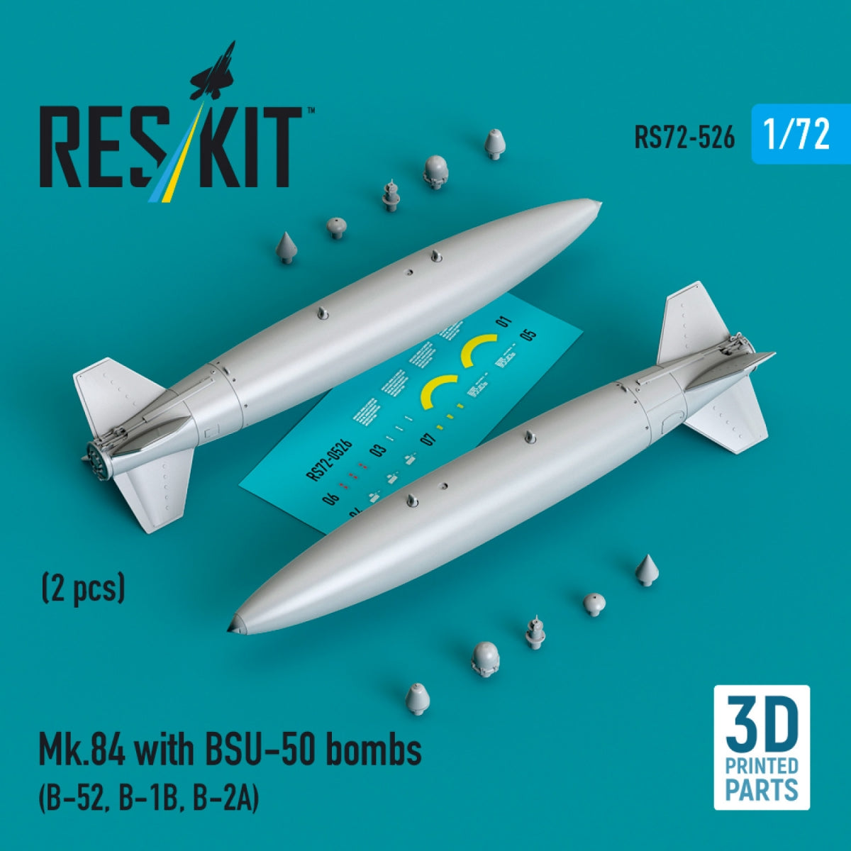 RESKIT RS72-0526 Mk.84 avec bombes BSU-50 (2 pièces) (Impression 3D) 1/72