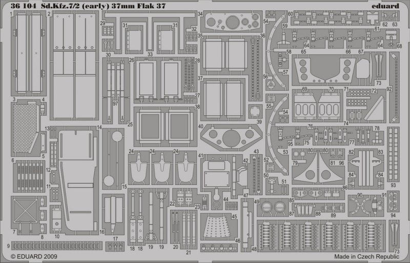 Édouard 36104 Sd. Kfz.7/2 (début) Flak 37 37mm 1/35 Trumpeter  – immagine 2