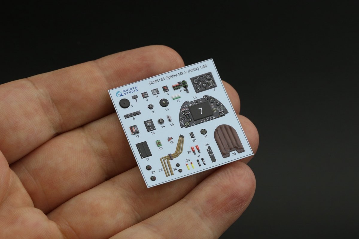 Quinta Studio QD48135 Spitfire Mk.V 3D-Printed &amp;amp; coloured Interior on decal paper (Airfix) 1/48 – zdjęcie 3