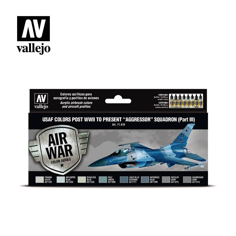 Vallejo 71618 USAF, couleurs d'après-guerre à nos jours, escadron Aggressor, partie III, 8x17ml