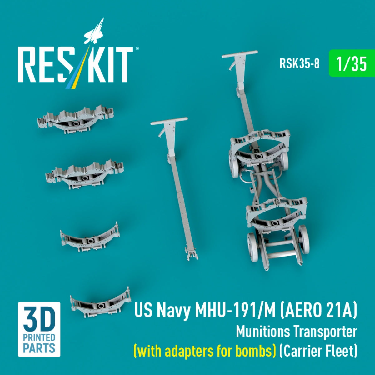 RESKIT RSK35-0008 US NAVY MHU-191/M (AERO 21A) Transporteur de munitions (avec adaptateurs pour bombes) (Flotte de porte-avions) (Maquette imprimée en 3D) 1/35 – immagine 3