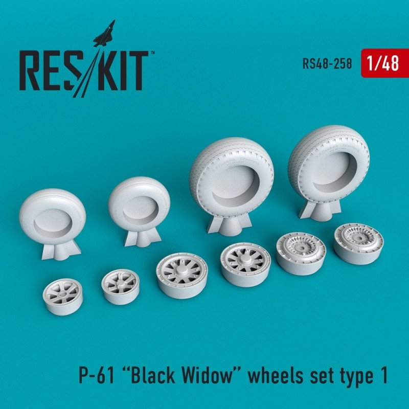 RESKIT RS48-0258 Jeu de roues P-61 Black Widow 1/48