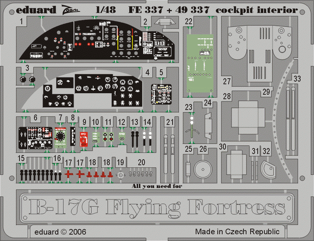 Cockpit Eduard FE337 B-17G MONOGRAMME, REVELL 1/48