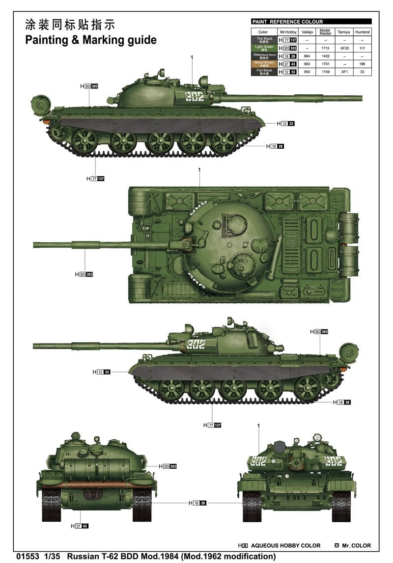 Trumpeter 01553 Char russe T-62 BDD Mod.1984 (modification Mod.1962) 1/35 – Bild 2
