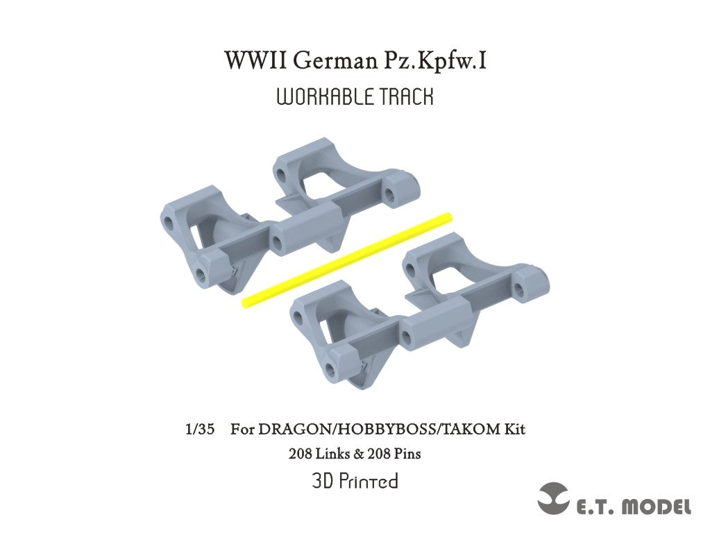 Chenilles fonctionnelles (impression 3D) pour maquettes DRAGON/HOBBYBOSS/TAKOM au 1/35 (ET Model P35-400, Seconde Guerre mondiale)
