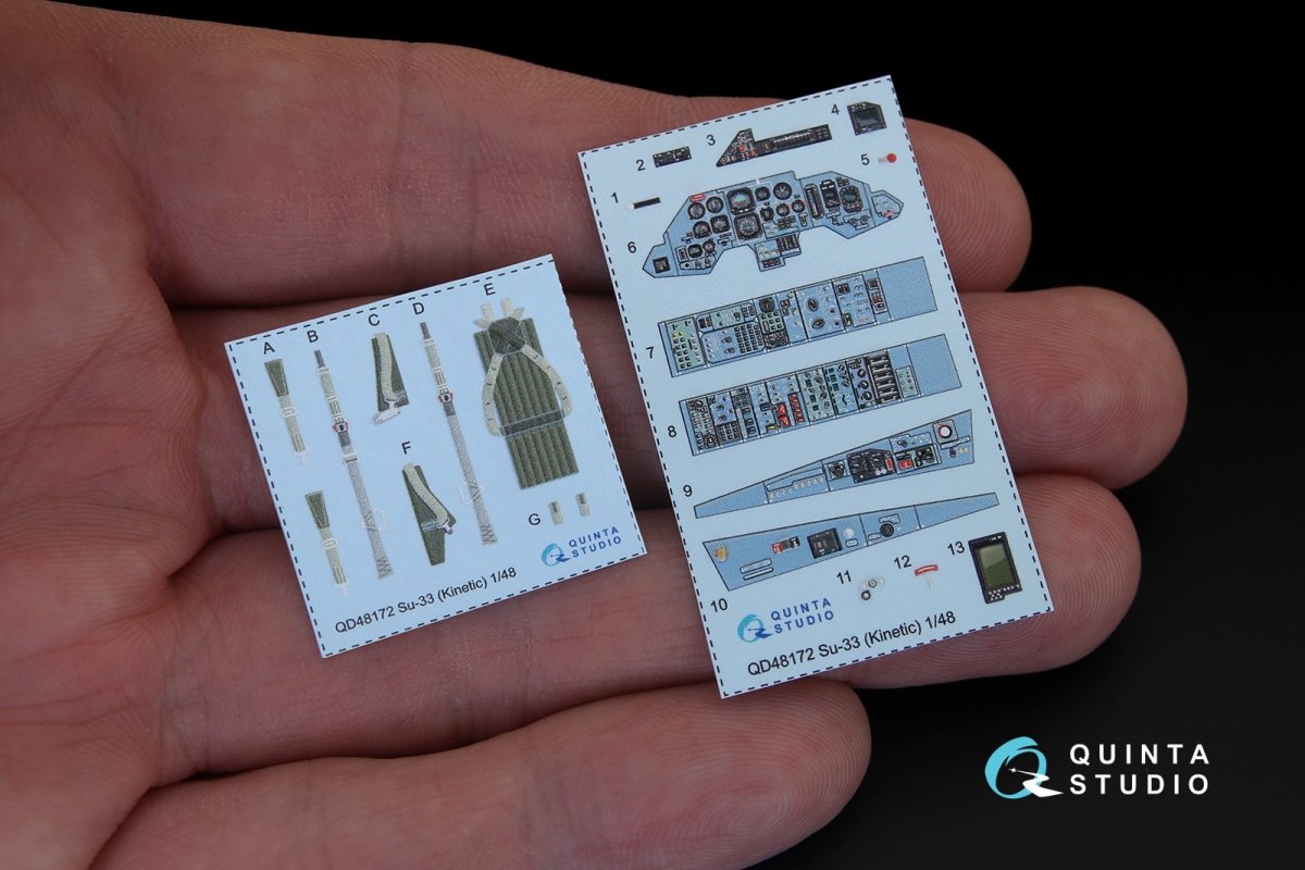 Intérieur imprimé en 3D et coloré sur papier décalcomanie Quinta Studio QD48172 Su-33 (pour kit Kinetic) 1/48 – immagine 2