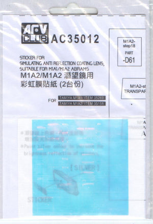 AFV Club AC35012 Autocollant Revêtement antireflet Lentille pour M1A1/M1A2 Abrams (1/35)