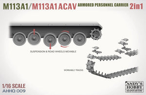Andy&amp;#39;s Hobby Headquarters AHHQ-009 Kit M113A1 / M113A1 ACAV 2 en 1 1/16 – immagine 4