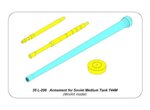Armement Aber 35L-206 pour char moyen soviétique T44M : canon ZiS-S-53 de 85 mm x1 pièce ; mitrailleuse DTM de 7,62 mm x1 pièce (1/35) – Bild 6