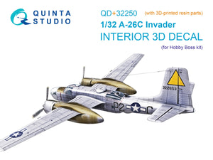 Intérieur imprimé en 3D et coloré sur papier décalcomanie Quinta Studio QD+32250 A-26C Invader (Hobby Boss) (avec pièces en résine imprimées en 3D) 1/32
