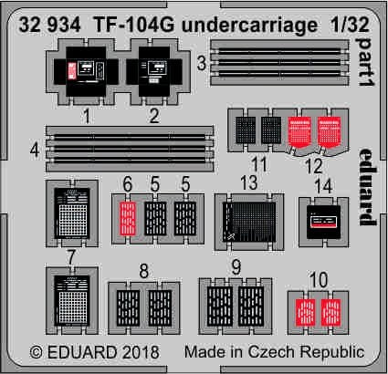 Train d'atterrissage Eduard 32934 TF-104G ITALERI 1/32