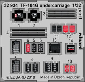 Train d&amp;#39;atterrissage Eduard 32934 TF-104G ITALERI 1/32