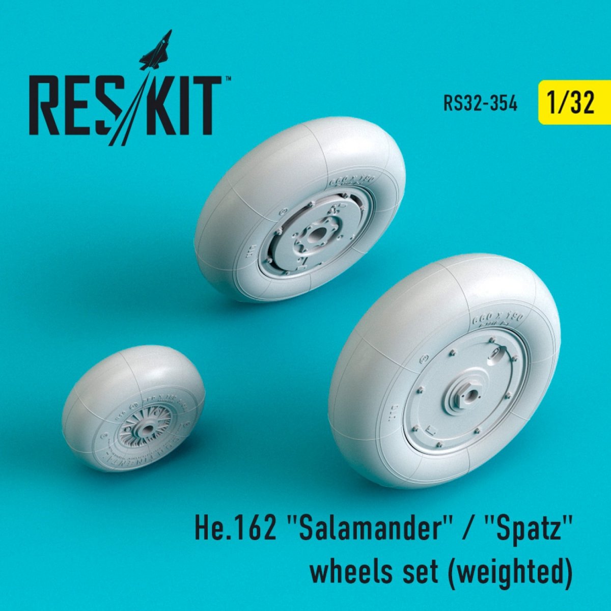 RESKIT RS32-0354 HE.162 « SALAMANDER » / « SPATZ » JEU DE ROUES (LESTÉ) 1/32