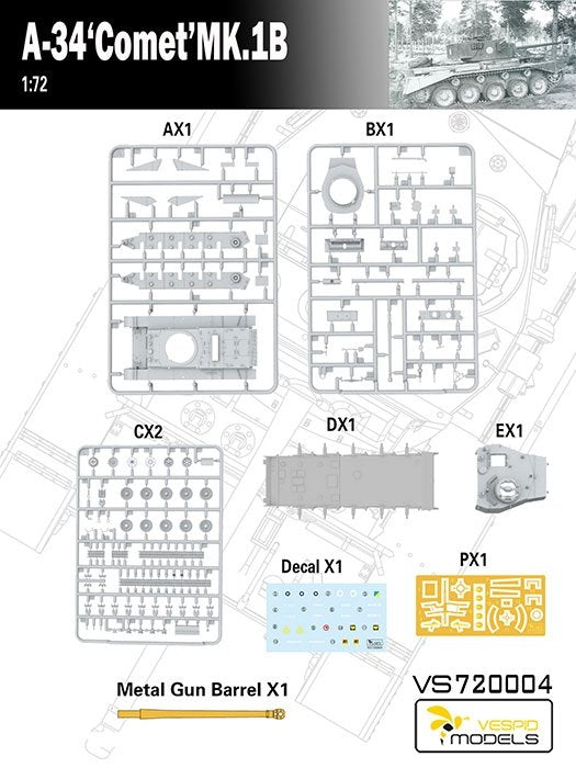 Maquette Vespid Models VS720004 A-34 Comet MK.1B 1/72 – Bild 4