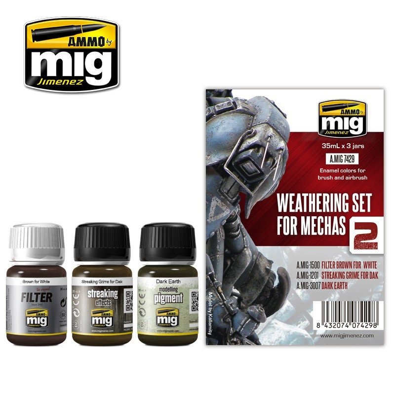 AMMO of Mig Jimenez 7429 KIT DE VIEILLISSEMENT POUR MECHAS 3x35 ml