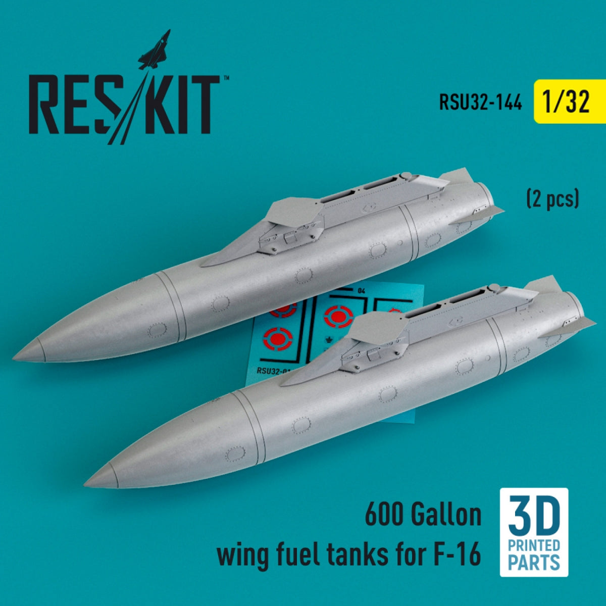 Réservoirs de carburant d'aile RESKIT RSU32-0144 de 600 gallons pour F-16 (2 pièces) (Impression 3D) 1/32