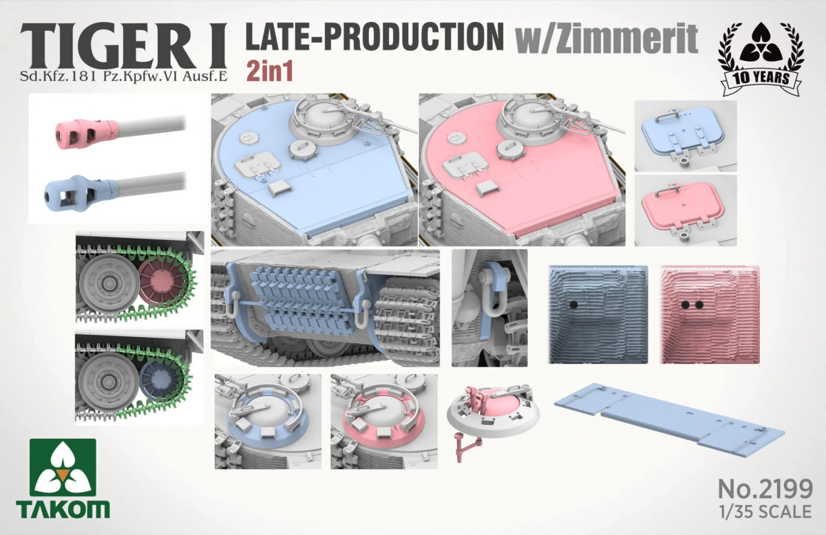 Takom 2199 Tiger I Production tardive avec zimmerit Sd.Kfz. 181 Pz.Kpfw. VIAusf. E (commande tardive/tardive) 1/35 – immagine 6