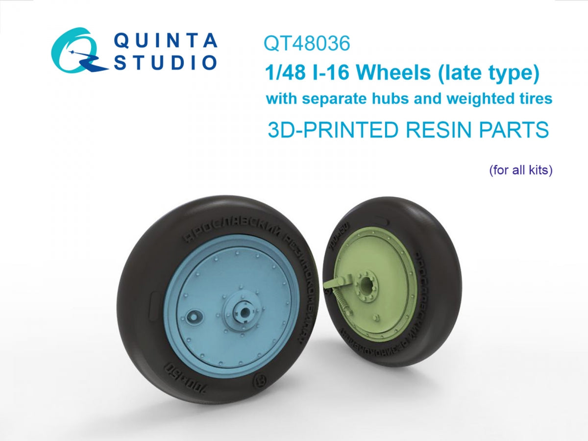Roues Quinta Studio QT48036 I-16 (modèle récent) avec moyeux séparés et pneus lestés (tous les kits) 1/48