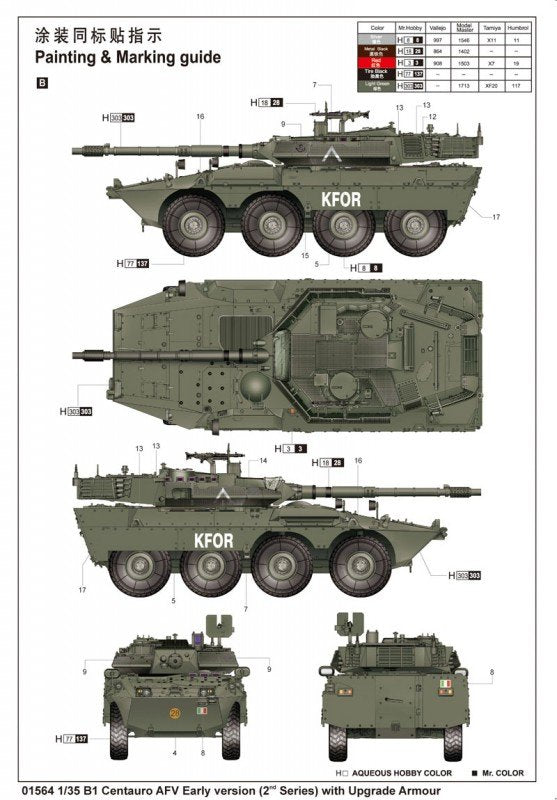 Trumpeter 01564 B1 Centauro AFV Early Verslon (2e série) avec blindage amélioré (1/35) – imagen 7