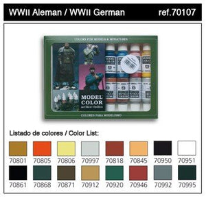 Vallejo WWII GERMAN (jeu de 16 couleurs) (70107)