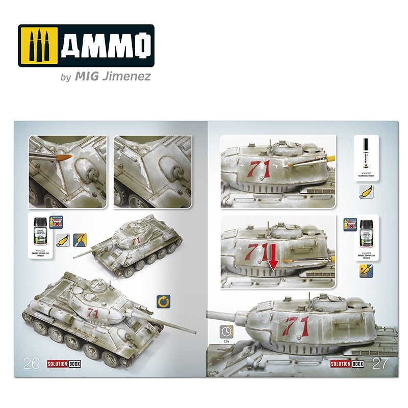 AMMO de Mig Jimenez 6603 SOLUTION BOOK 20 - Comment peindre les véhicules d&amp;#39;hiver soviétiques de la Seconde Guerre mondiale (anglais, espagnol, français, allemand) – immagine 4