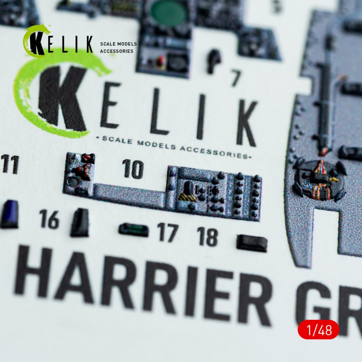 Kelik K48042 Harrier GR1/GR3 interior 3D decals for Kinetic kit 1/48