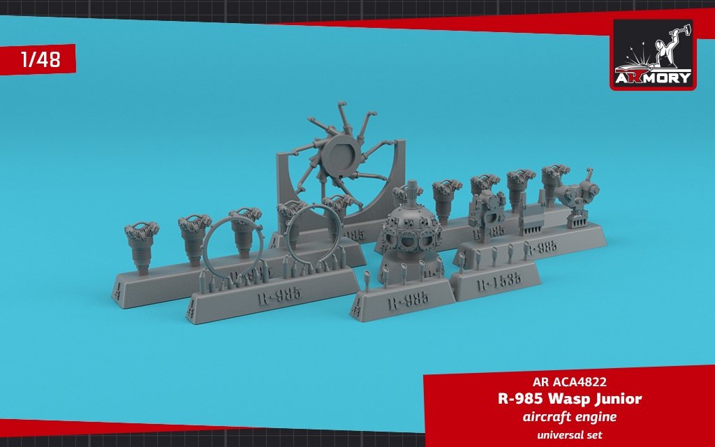 Armory Models ACA4822 R-985 Wasp Junior Moteur d&amp;#39;avion américain 1/48 – Bild 3
