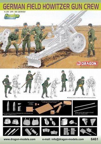 Dragon 6461 Équipe d&amp;#39;obusier de campagne allemand (1/35)