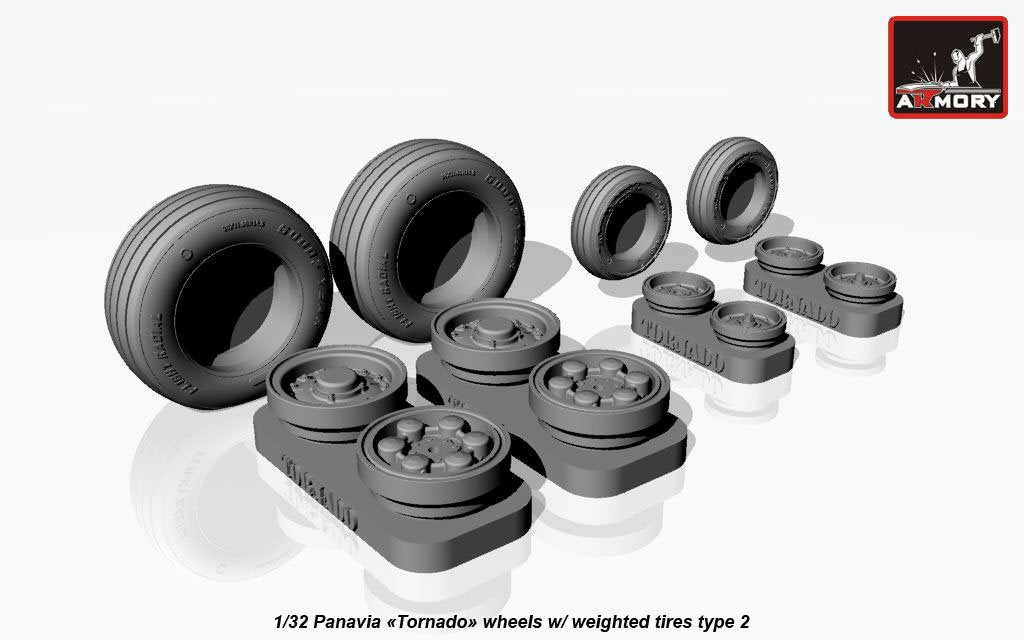 Roues Armory Models AW32501b Panavia Tornado, avec pneus type « b » (GY) 1/32