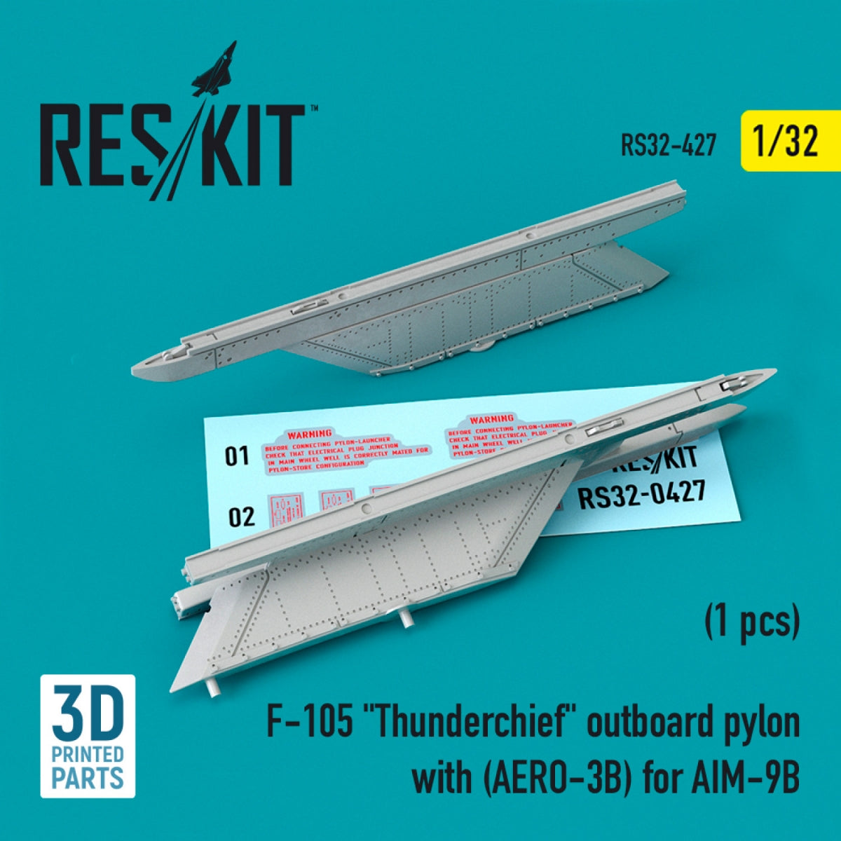 RESKIT RS32-0427 Pylône extérieur F-105 « THUNDERCHIEF » avec (AERO-3B) pour AIM-9B (impression 3D) 1/32