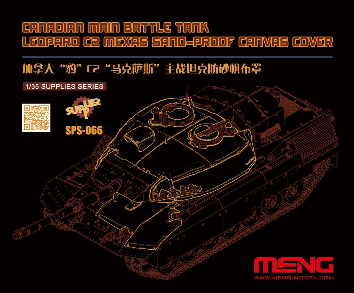Maquette Meng SPS-066 Char de combat principal canadien Leopard C2, housse en toile anti-sable MEXAS, échelle 1/35
