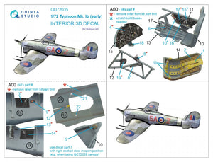 Intérieur imprimé en 3D et coloré sur papier décalcomanie (Brengun) Quinta Studio QD72035 Hawker Typhoon Mk.1b (première version) 1/72 – image 2