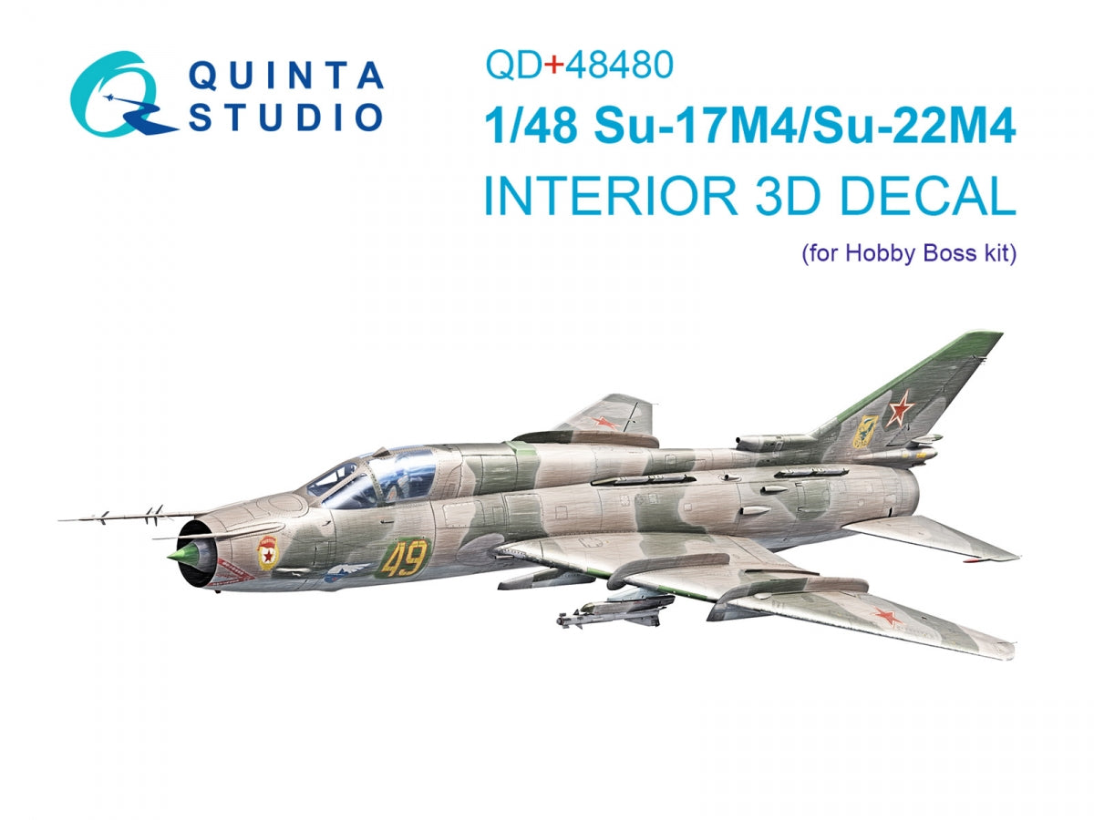 Quinta Studio QD+48480 Su-17M4/Su-22M4 3D-Printed &amp; colored Interior on decal paper (Hobby Boss) (with 3D-printed resin parts) 1/48