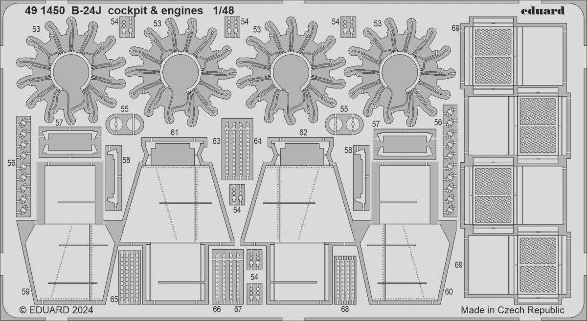 Eduard 491450 B-24J cockpit et moteurs HOBBY BOSS 1/48 – image 2