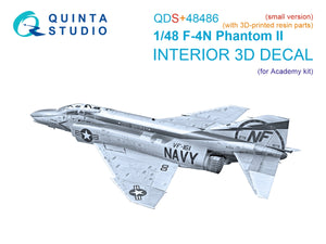 Quinta Studio QDS+48486 F-4N Phantom II Intérieur imprimé en 3D et coloré sur papier décalcomanie (Academy) (Petite version) (avec pièces en résine imprimées en 3D) 1/48