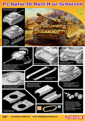 Dragon 7497 Pz.Kpfw.IV Ausf.H w/Schurzen 1/72 – zdjęcie 2
