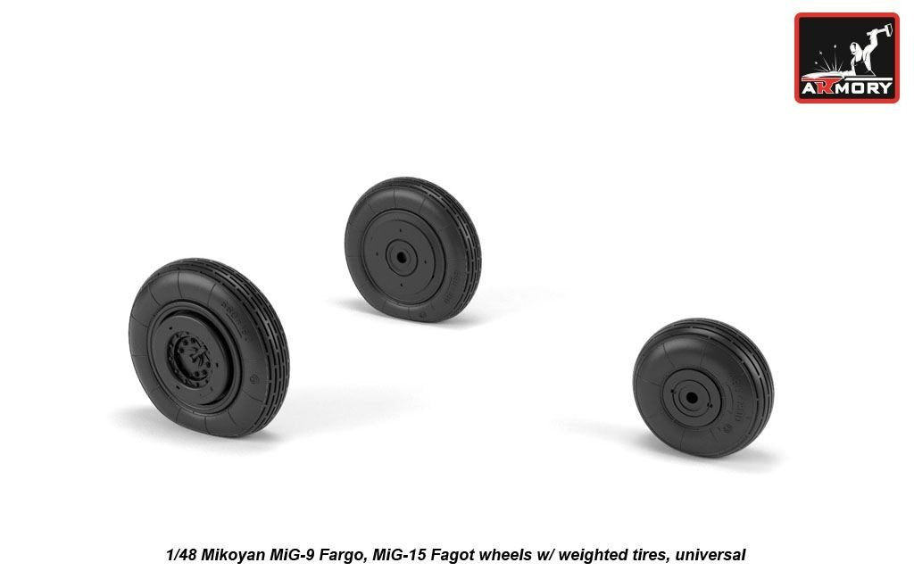 Armory Models AW48032 Roues Mikoyan MiG-9 Fargo / MiG-15 Fagot (première version) avec pneus lestés 1/48 – imagen 3