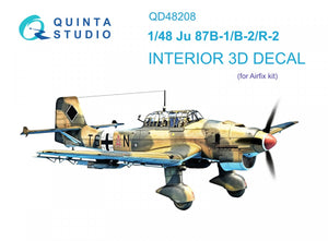 Intérieur imprimé en 3D et coloré sur papier décalcomanie Quinta Studio QD48208 Ju 87B-1/B-2/R-2 (Airfix) 1/48