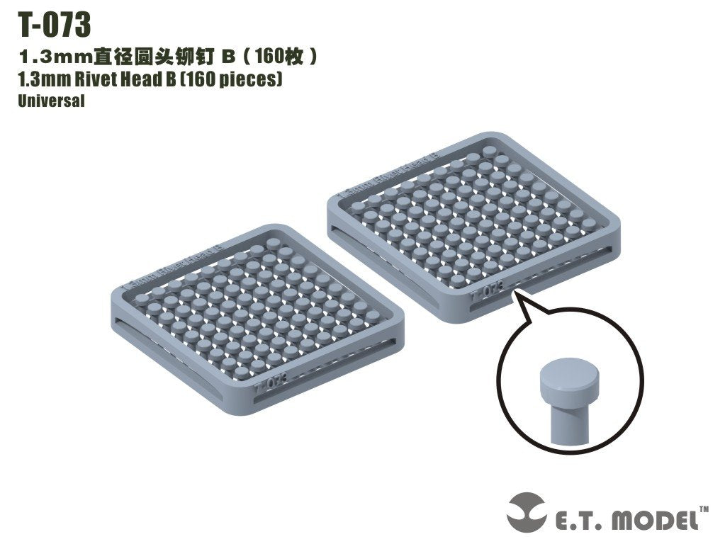 Rivets à tête B, modèle T-073 de 1,3 mm (160 pièces)