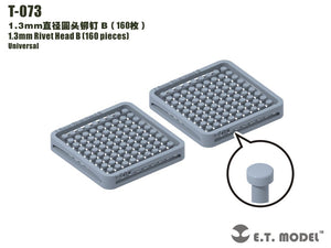 Rivets à tête B, modèle T-073 de 1,3 mm (160 pièces)